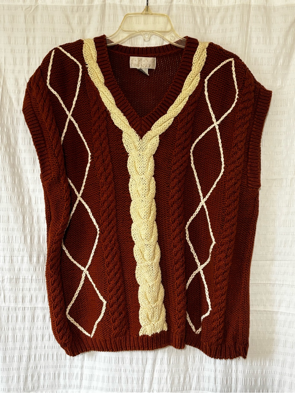 Vintage Cable Knit V-Neck Sweater Sleeveless Vest Sz 2X